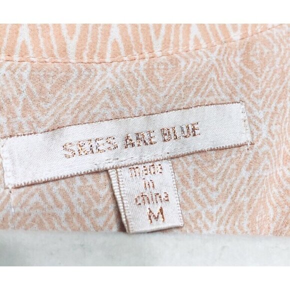 Skies Are Blue Womens Medium Roll Tab Tunic Blouse Southwest Aztec Print - Picture 4 of 7